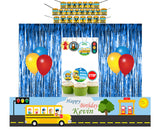 Wheels On The Bus Birthday Party Decoration Kit - Personalized