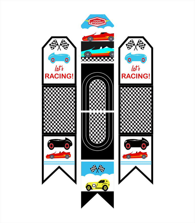 Racing Car Theme Birthday Paper Door Banner or for Wall Decoration.