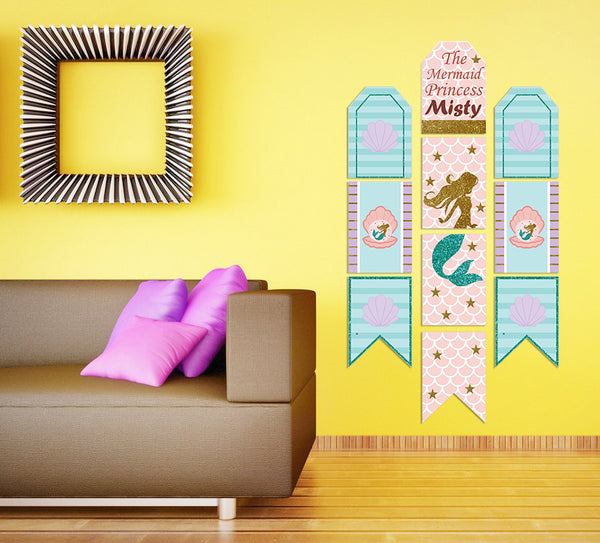 Mermaid Theme Birthday Paper Door Banner/ Wall Decoration.