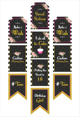 16th Theme Birthday Paper Door Banner or for Wall Decoration.