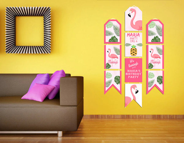 Flamingo Theme Birthday Paper Door Banner/ Wall Decoration.