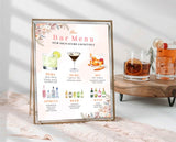 Boho Theme Wedding Signature Cocktails Menu Sign