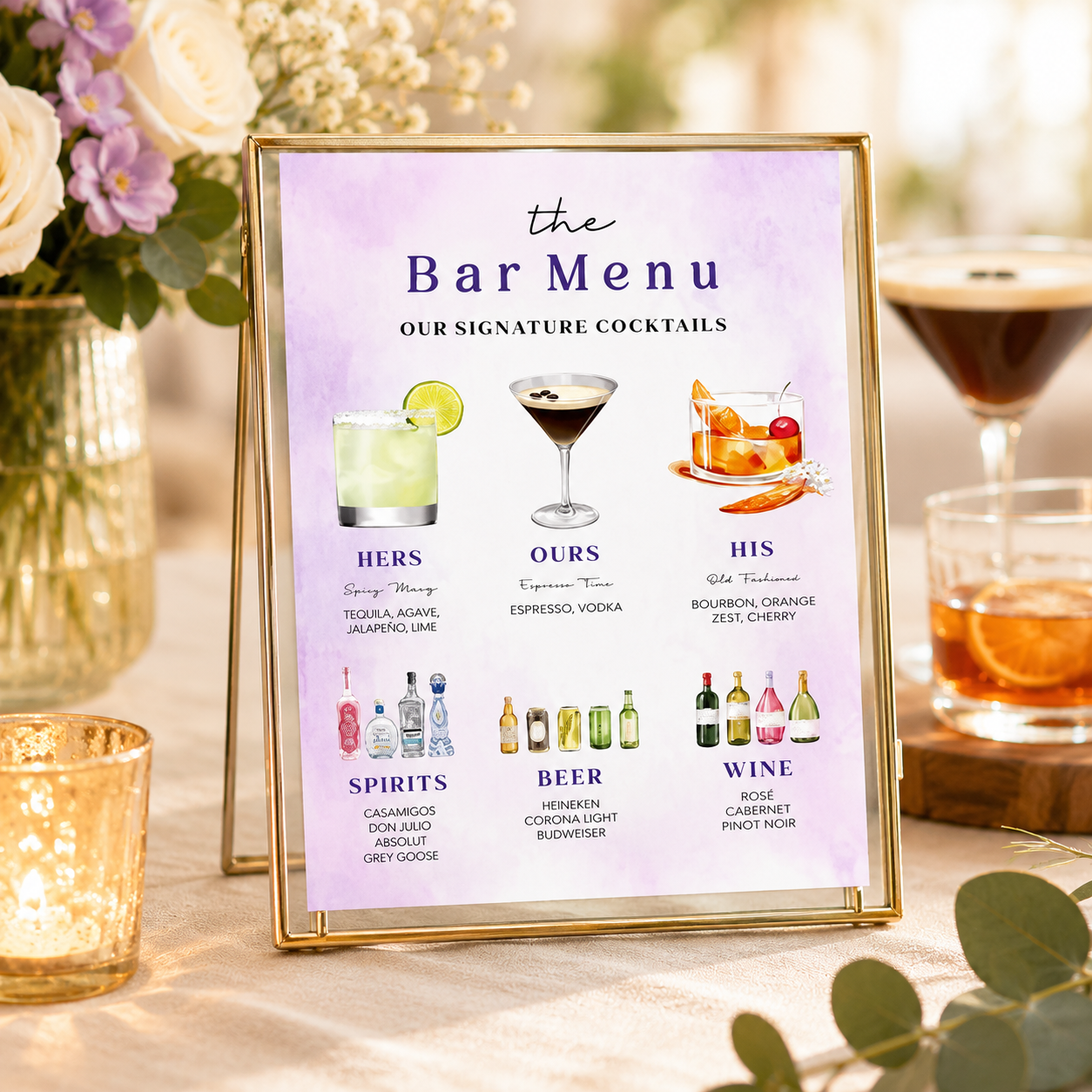 Wedding Signature Cocktails Menu Sign