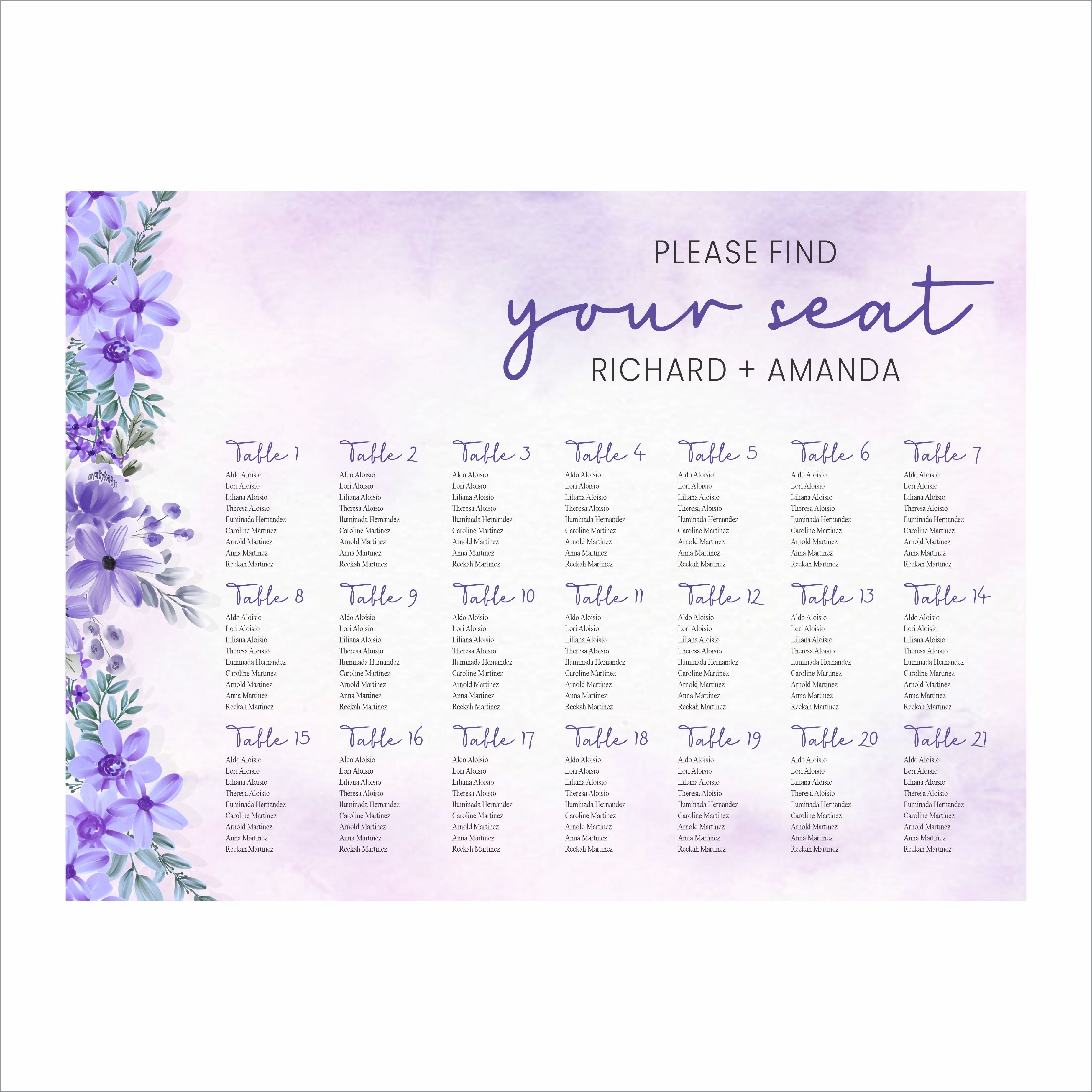 Wedding Find your Seat Sitting Layout Board