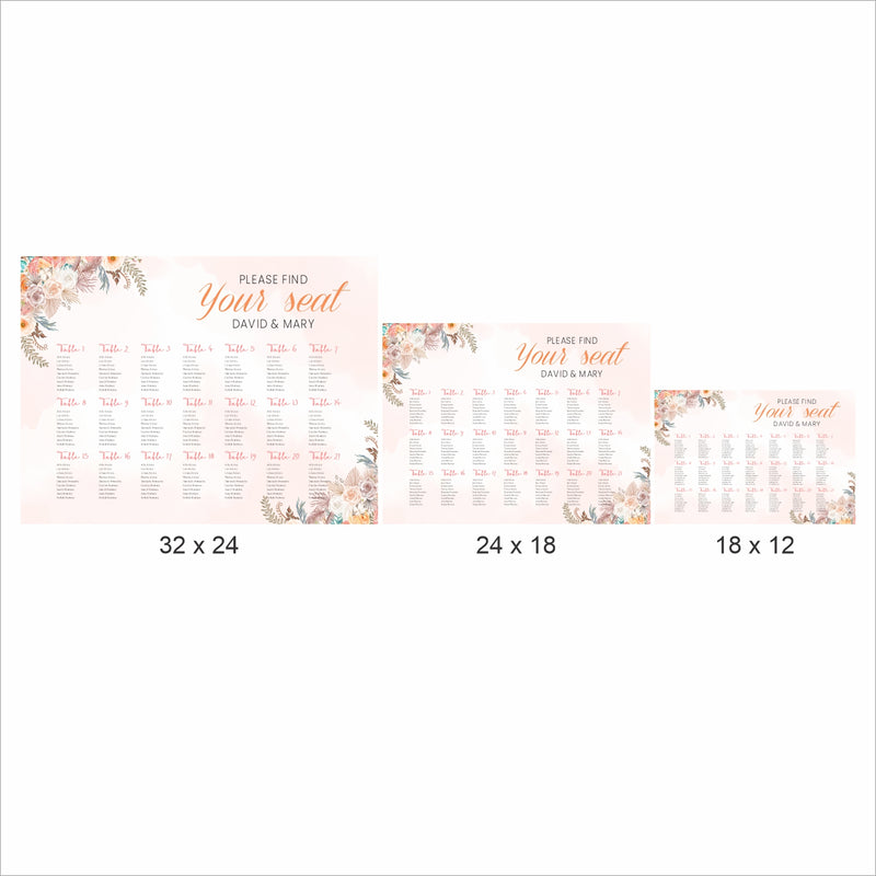 Boho Wedding Find your Seat Sitting Layout