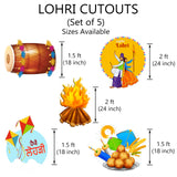 Lohri Party Cutouts for Decoration- Set of 5