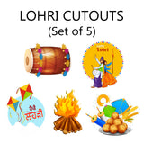 Lohri Party Cutouts for Decoration- Set of 5