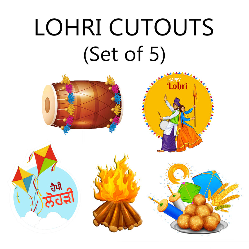 Lohri Party Cutouts for Decoration- Set of 5