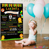 Jungle Birthday Customized Milestone Sign/Board for Kids Birthday Party