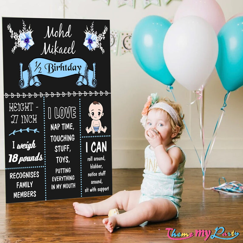 Half Birthday Customized Milestone Sign/Board for Kids Birthday Party