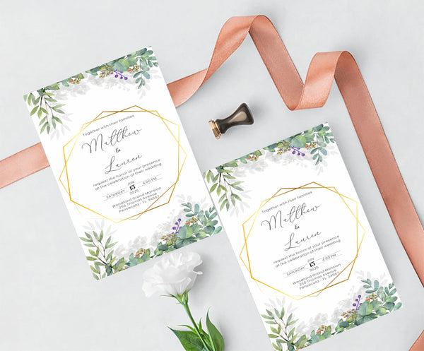 Greenery Theme Wedding  E- Invite/Printed Invitation Card