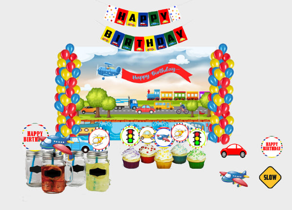 Transport Birthday Complete Personalize Party Kit