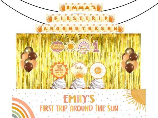 First Trip Around The Sun  Birthday Party Decoration Kit - Personalized