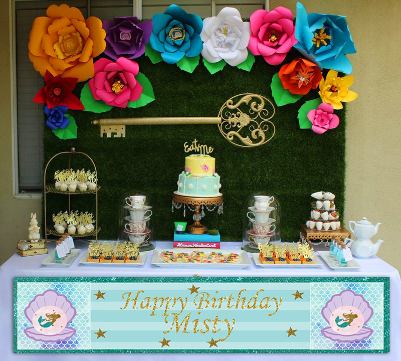 Mermaid Birthday Party Long Banner for Decoration