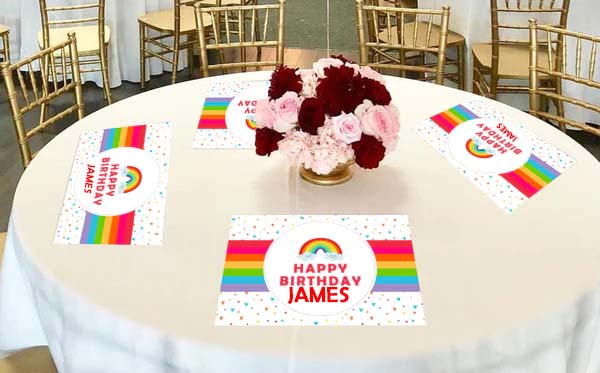 Rainbow Birthday Table Mats for Decoration