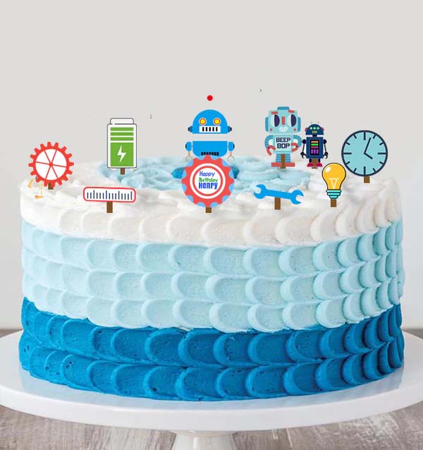 Robot Theme Party Cake Topper /Cake Decoration Kit