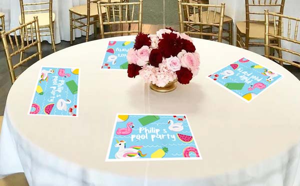 Pool Party Birthday Table Mats for Decoration