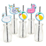 Pool Party Birthday Paper Decorative Straws