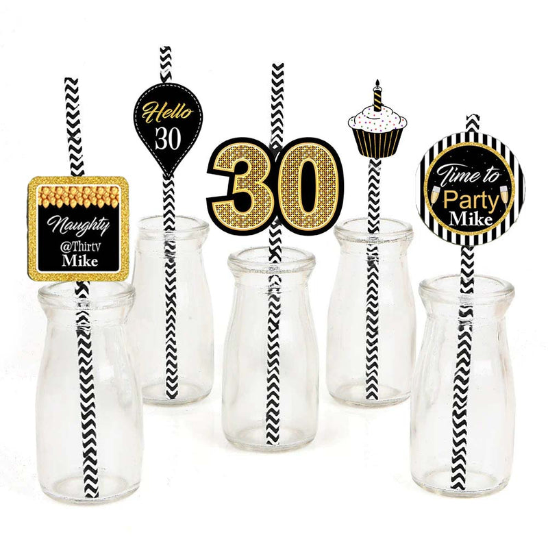 30th Theme Birthday Party Paper Decorative Straws