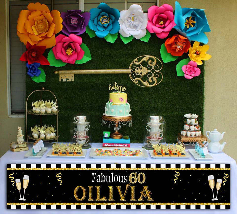 60th Theme Birthday Party Long Banner for Decoration