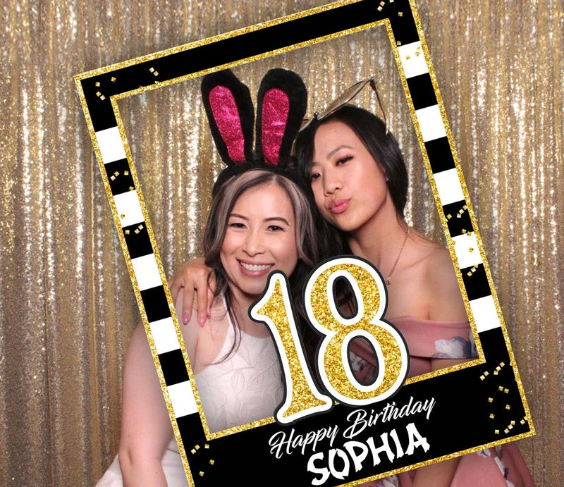 18th Birthday Party Selfie Photo Booth Frame & Props