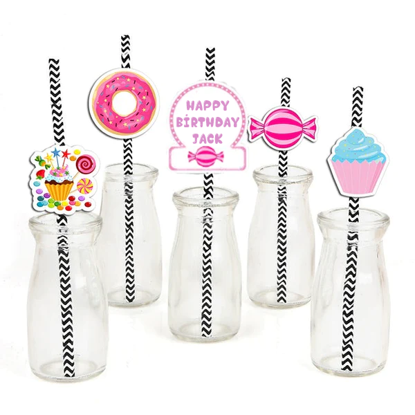 Candyland Birthday Party Paper Decorative Straws