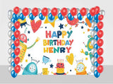 Robot  Birthday Party Decoration Kit With Personalized Backdrop