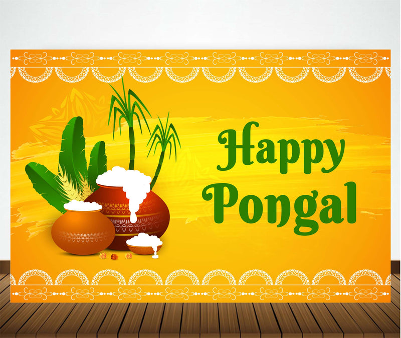 Pongal celebrations Backdrop with Name & Picture.