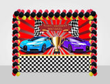 Racing Car Birthday Party Decoration Kit With Personalized Backdrop.