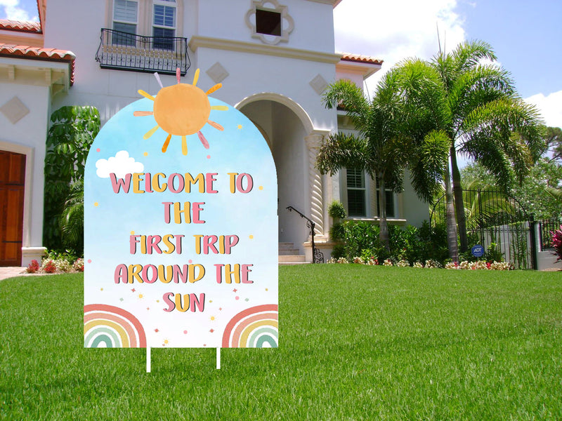 First Trip Around The Sun Theme Birthday Party Yard Sign/Welcome Board.