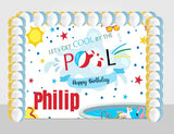 Pool Party Birthday Party Decoration Kit With Personalized Backdrop.