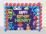 Robot  Birthday Party Decoration Kit With Personalized Backdrop