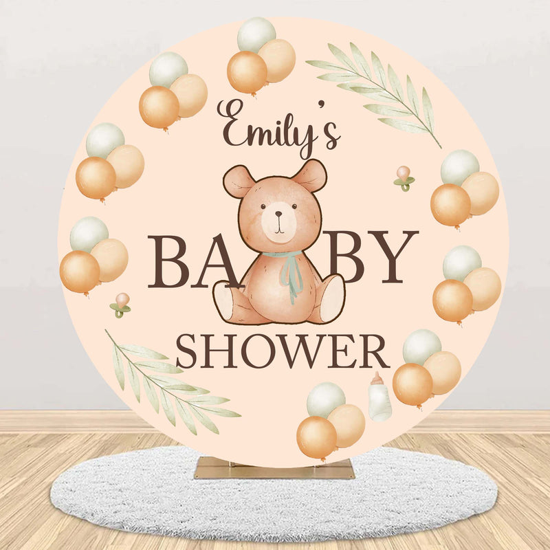 We Can Bearly Wait Theme Baby Shower Party Round Backdrop