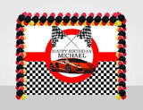 Racing Car Birthday Party Decoration Kit With Personalized Backdrop.