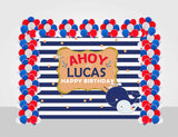 Nautical Birthday Party Decoration Kit With Personalized Backdrop.