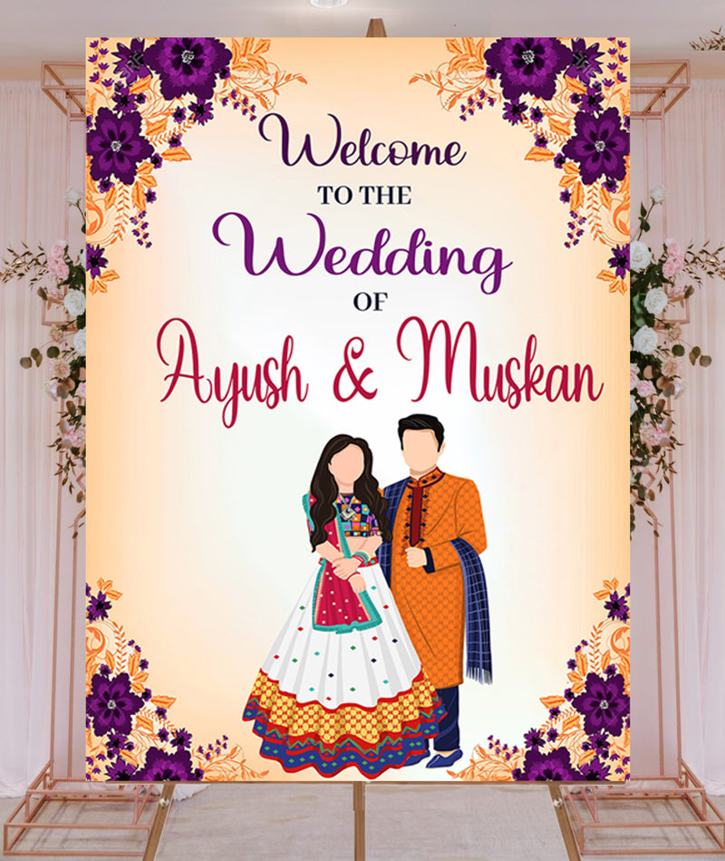 Indian Wedding Ceremony Welcome Board for Decoration