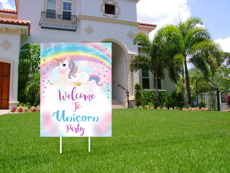 Unicorn Theme Birthday Party Yard Sign/Welcome Board.