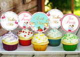 Tea Party Theme Birthday Party Cupcake Toppers for Decoration