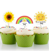 Sunshine Theme Birthday Party Cupcake Toppers for Decoration