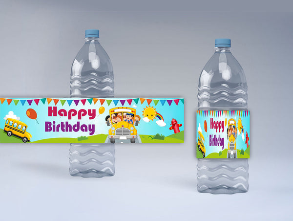 Wheel On The  Bus Theme Water Bottle Labels