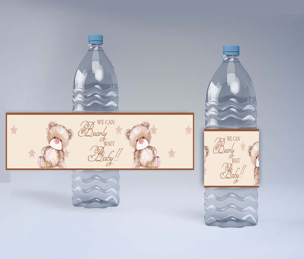 We Can Bearly Wait Theme Baby Shower Water Bottle Labels