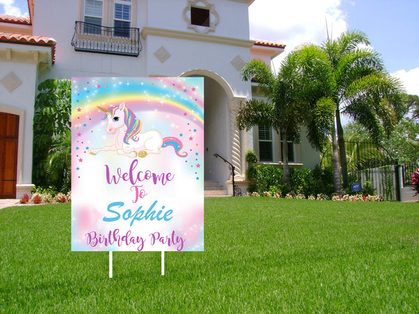 Unicorn Theme Birthday Party Yard Sign/Welcome Board.