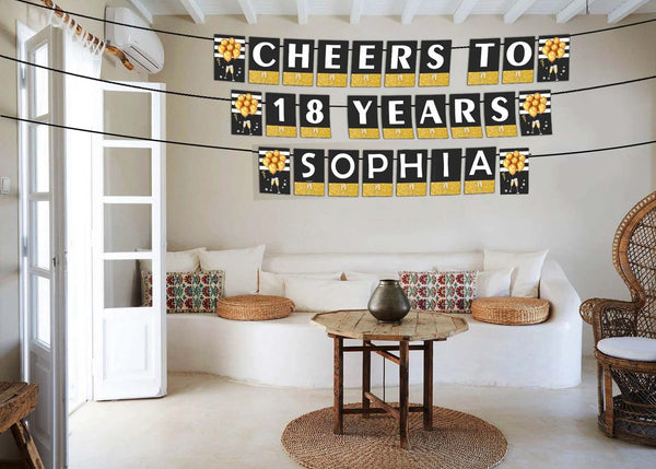 Cheers to 18th Birthday Party Banner for Decoration
