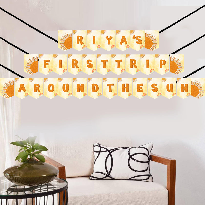 First Trip Around The Sun Theme  Birthday Party Banner for Decoration