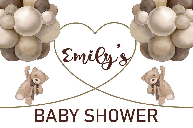 We Can Bearly Wait Baby Shower Party Personalized Backdrop.