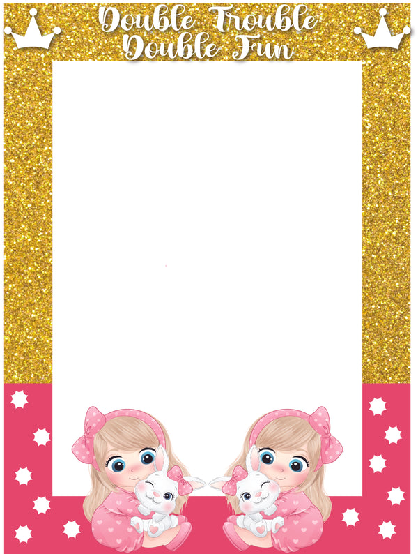 Twin Girls Birthday Party Selfie Photo Booth Frame