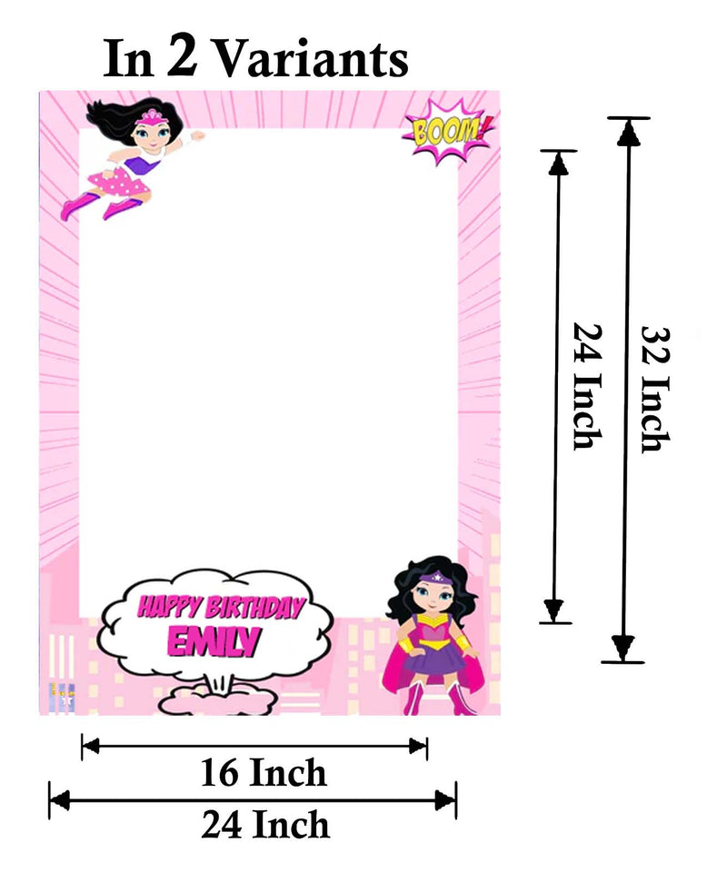 Super Girl Birthday Party Selfie Photo Booth Frame