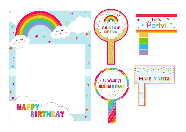 Rainbow Theme Birthday Party Selfie Photo Booth Frame