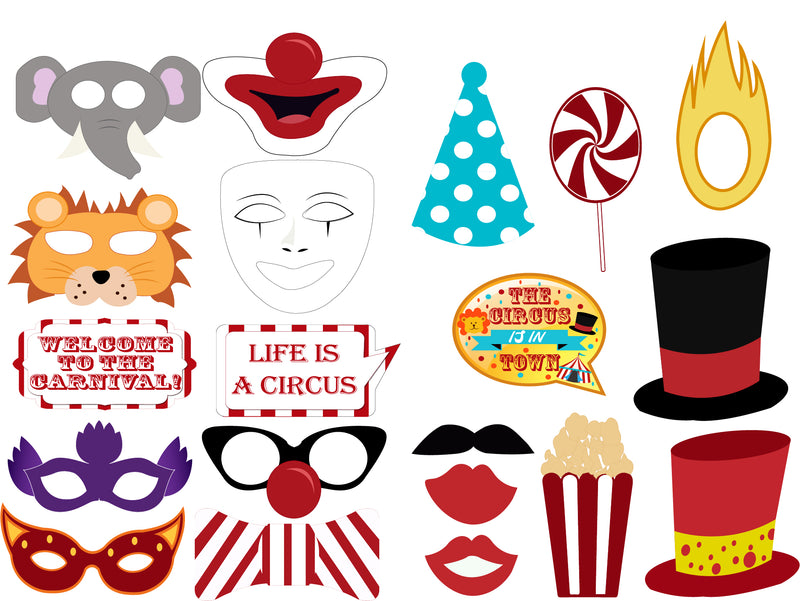 Carnival Theme Birthday Party Photo Booth Props Kit