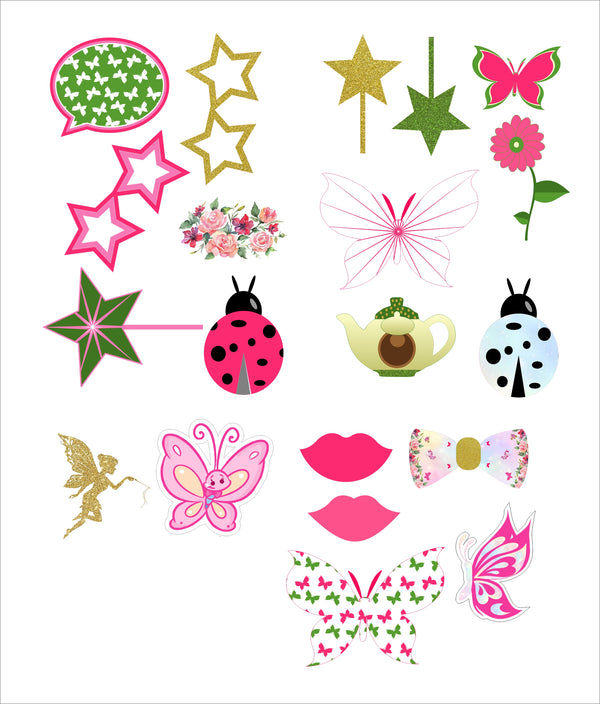 Butterflies and Fairies Theme Birthday Party Photo Booth Props Kit